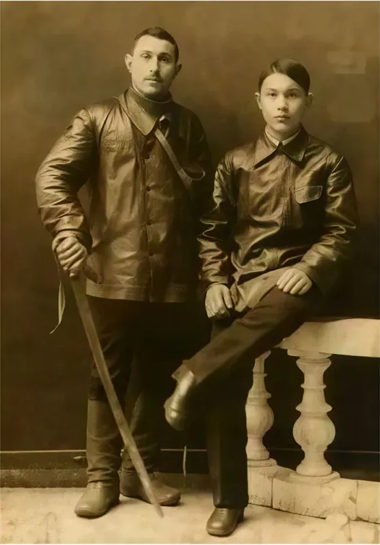 Discoloration on a pre-1950 photograph, before hand restoration by MemoryCherish artists