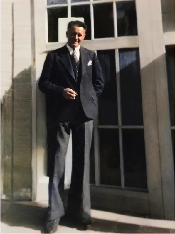 The same pre-1950 photograph after hand colorization by MemoryCherish, natural color added