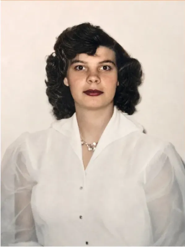 The same 1950s-1970s photograph after hand colorization by MemoryCherish, natural color added