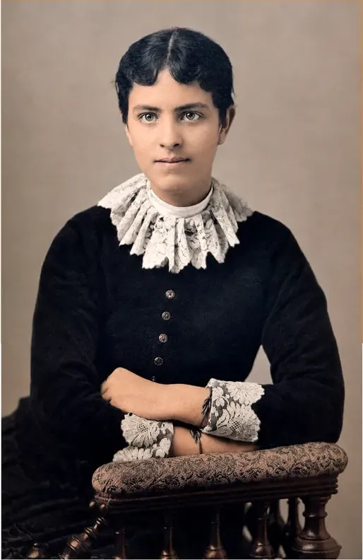 The same pre-1950 photograph after hand colorization by MemoryCherish, natural color added