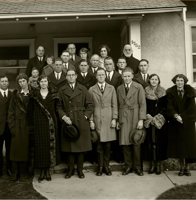 The same pre-1950 photo restored by hand at MemoryCherish, creases and tears corrected and clarity brought back