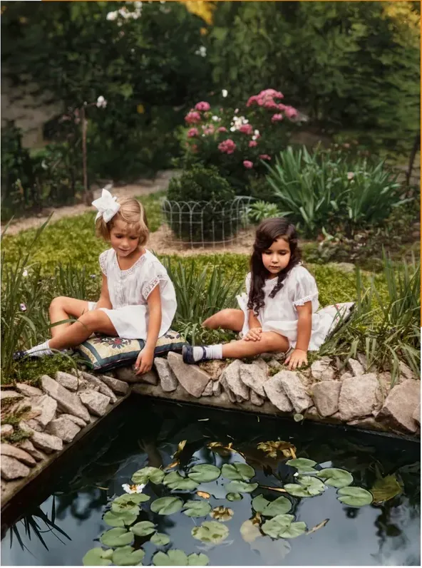 The same pre-1950 photograph after hand colorization by MemoryCherish, natural color added