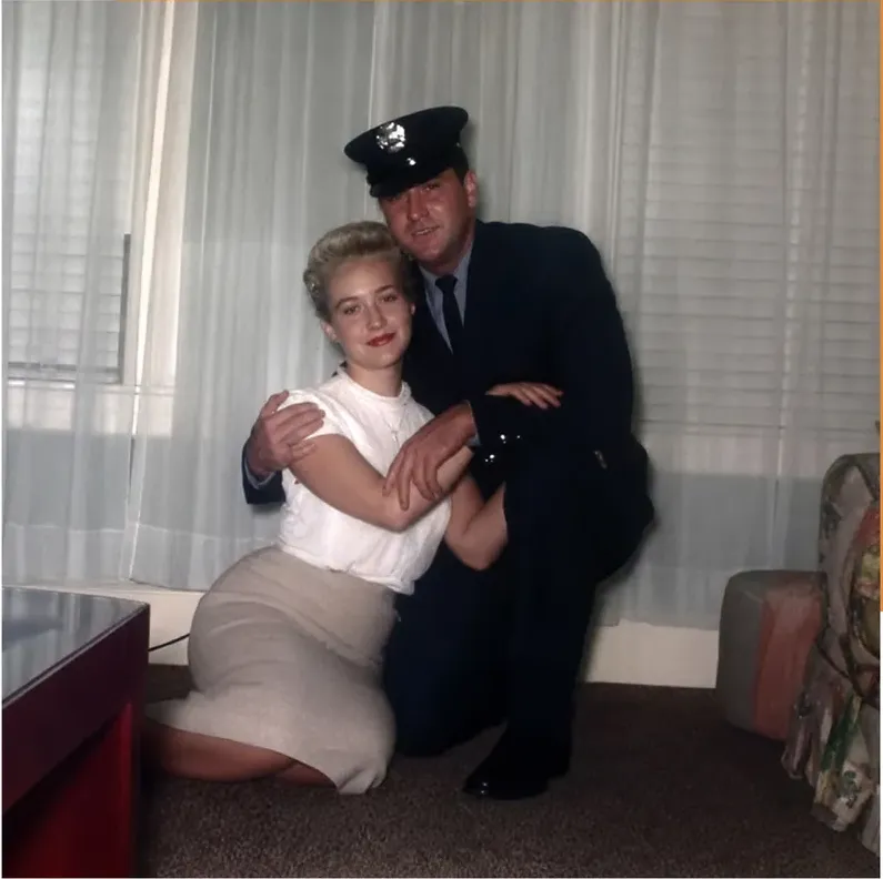 The same 1950s-1970s photograph after hand restoration by MemoryCherish, creases and tears repaired and detail recovered