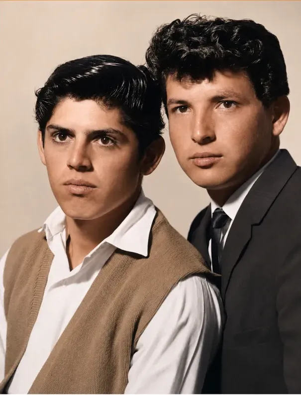 The same 1950s-1970s photograph after hand colorization by MemoryCherish, natural color added