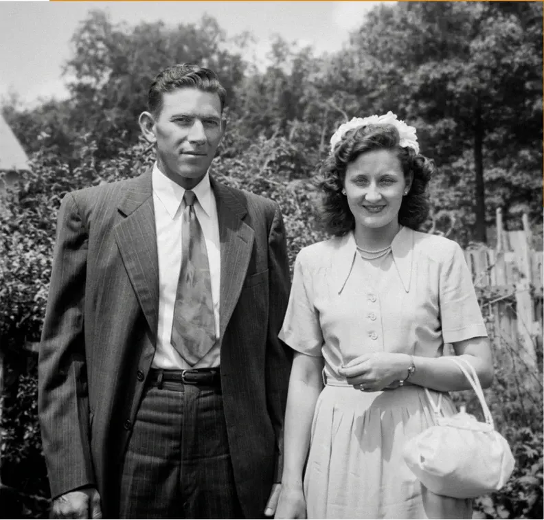 The same pre-1950 photo restored by hand at MemoryCherish, scratches corrected and clarity brought back