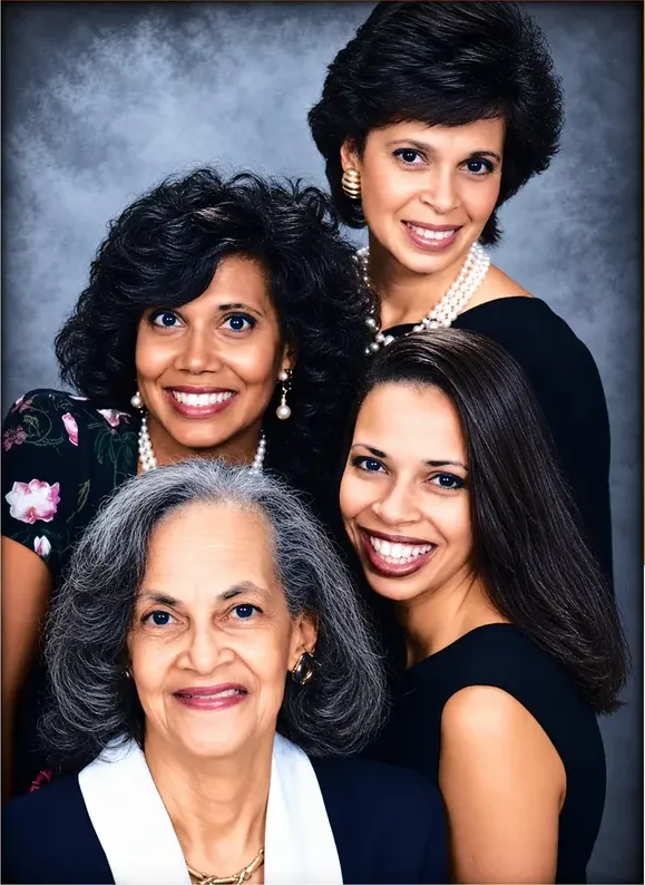 The same 1980s-plus photo restored by hand at MemoryCherish, discoloration corrected and clarity brought back