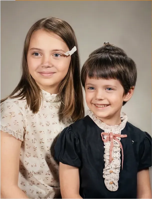 The same 1950s-1970s photo restored by hand at MemoryCherish, discoloration corrected and clarity brought back