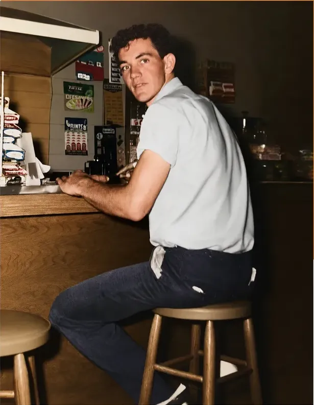 The same 1950s-1970s photograph after hand colorization by MemoryCherish, natural color added