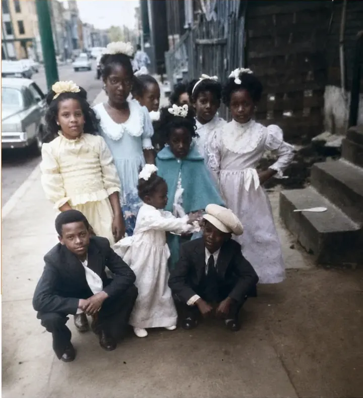 The same 1950s-1970s photo restored by hand at MemoryCherish, discoloration corrected and clarity brought back