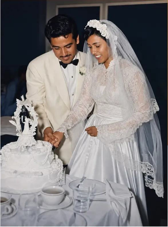 The same 1950s-1970s photograph after hand colorization by MemoryCherish, natural color added