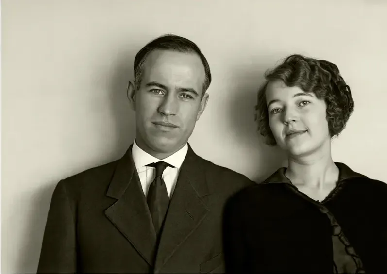 The same pre-1950 photo restored by hand at MemoryCherish, discoloration corrected and clarity brought back