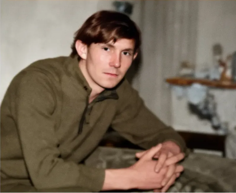 The same 1950s-1970s photograph after hand colorization by MemoryCherish, natural color added