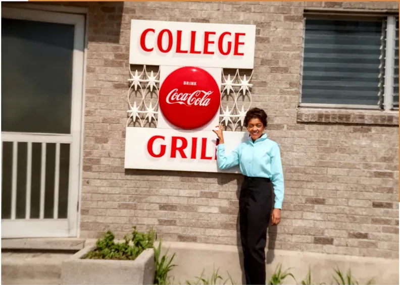 The same 1950s-1970s photograph after hand colorization by MemoryCherish, natural color added