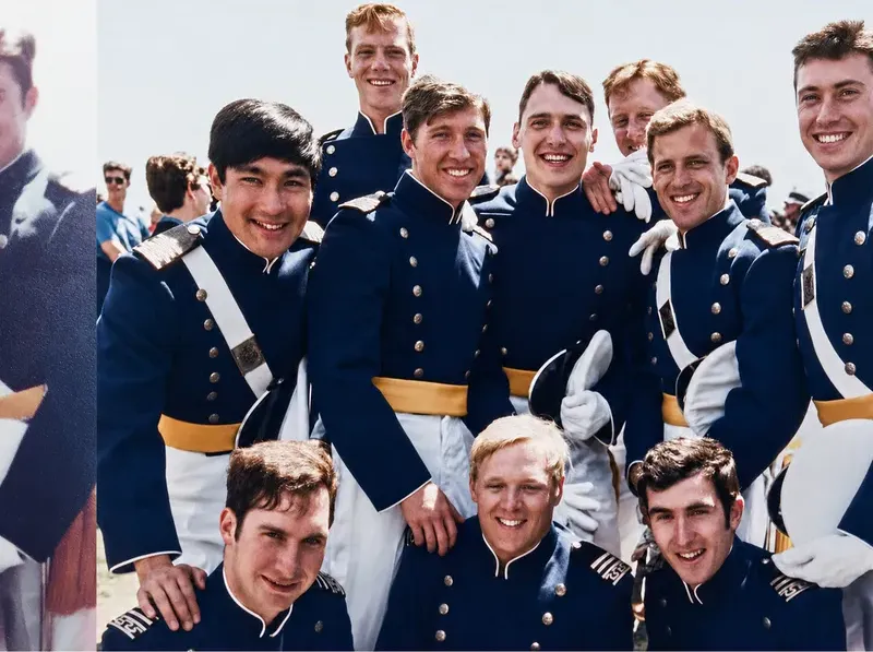 The same 1950s-1970s photo restored by hand at MemoryCherish, discoloration corrected and clarity brought back