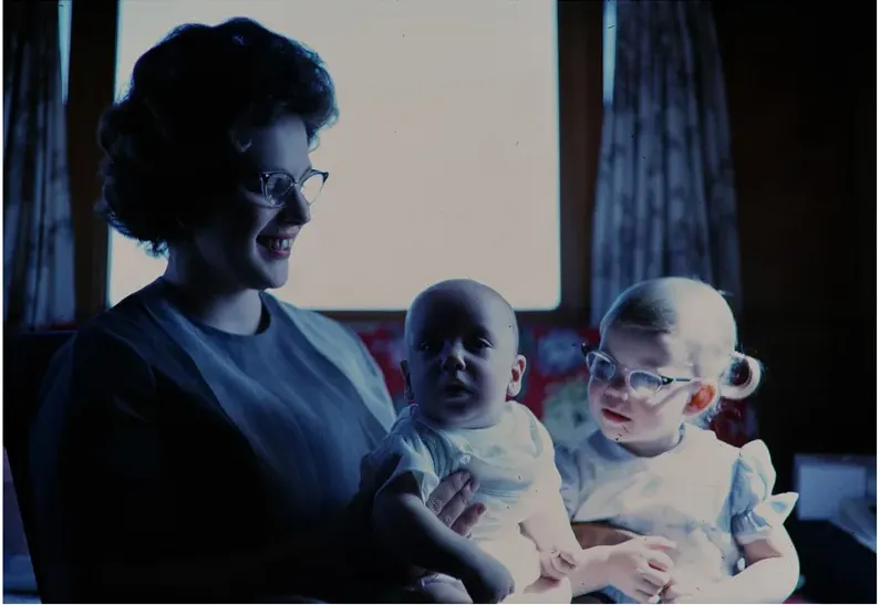 Discoloration on a 1950s-1970s photograph, before hand restoration by MemoryCherish artists