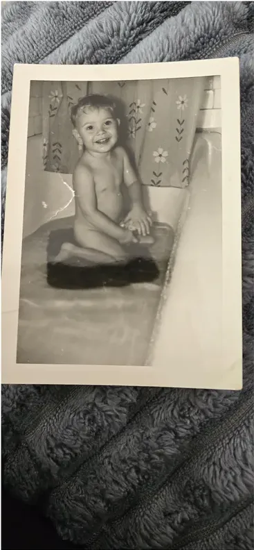 Original 1950s-1970s photograph showing creases and tears, before photo restoration by MemoryCherish