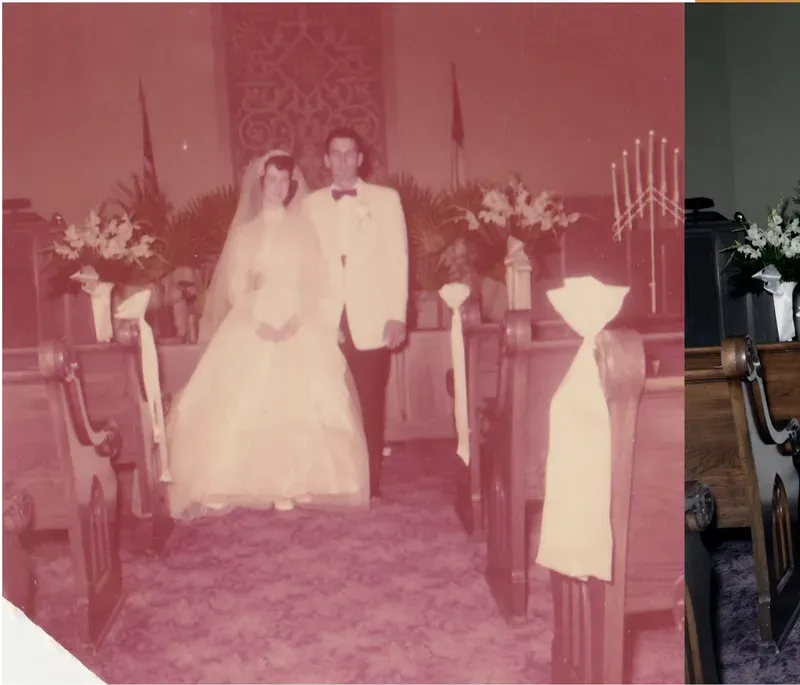 Original 1950s-1970s photograph showing creases and tears, before photo restoration by MemoryCherish