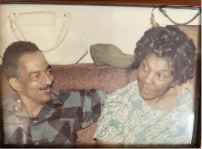 Discoloration on a 1950s-1970s photograph, before hand restoration by MemoryCherish artists