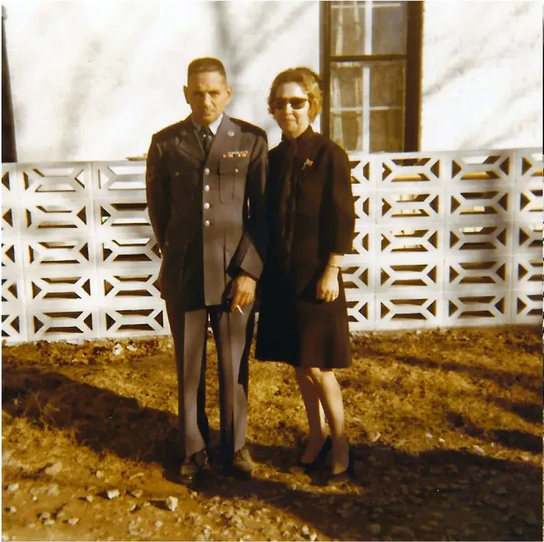 Discoloration on a 1950s-1970s photograph, before hand restoration by MemoryCherish artists