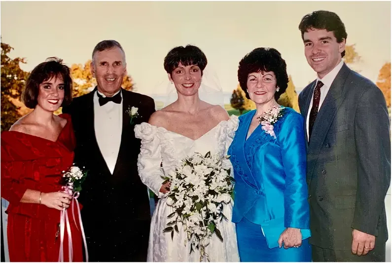 Discoloration on a 1980s-plus photograph, before hand restoration by MemoryCherish artists