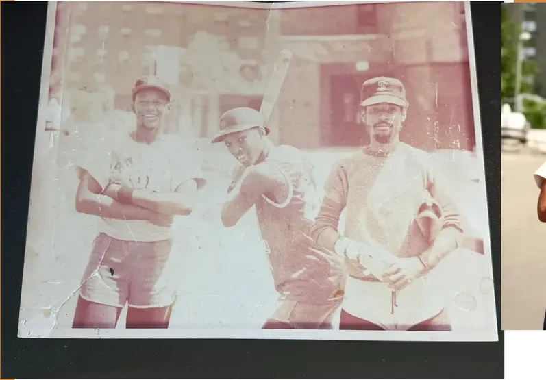 Creases and tears on a 1980s-plus photograph, before hand restoration by MemoryCherish artists