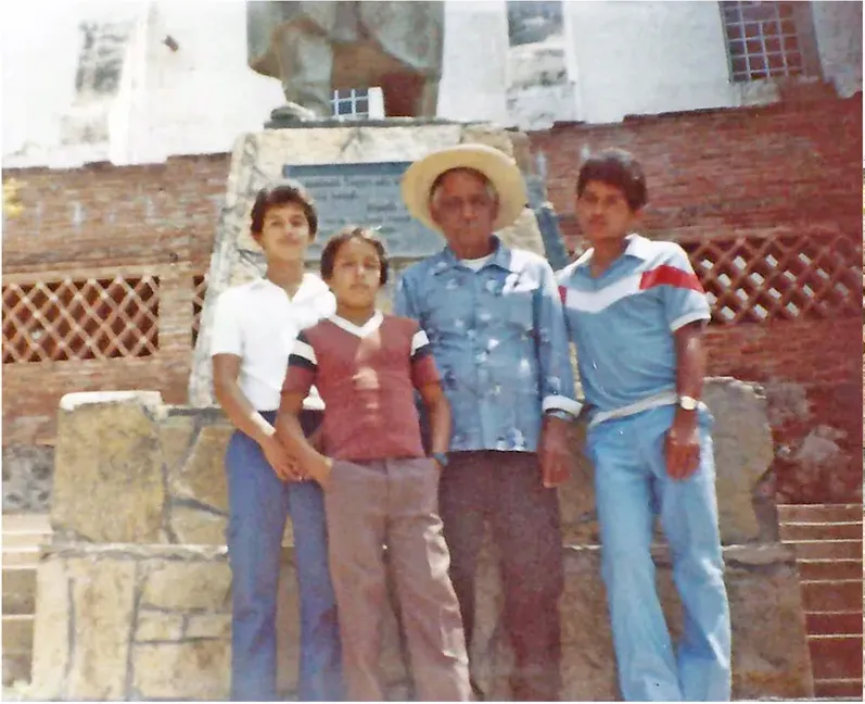 Discoloration on a 1980s-plus photograph, before hand restoration by MemoryCherish artists