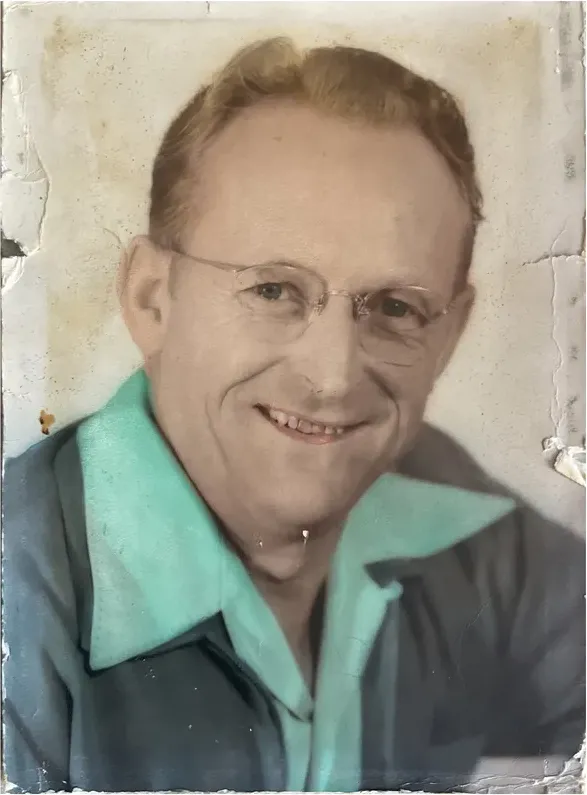 Original 1950s-1970s photograph showing water damage, before photo restoration by MemoryCherish