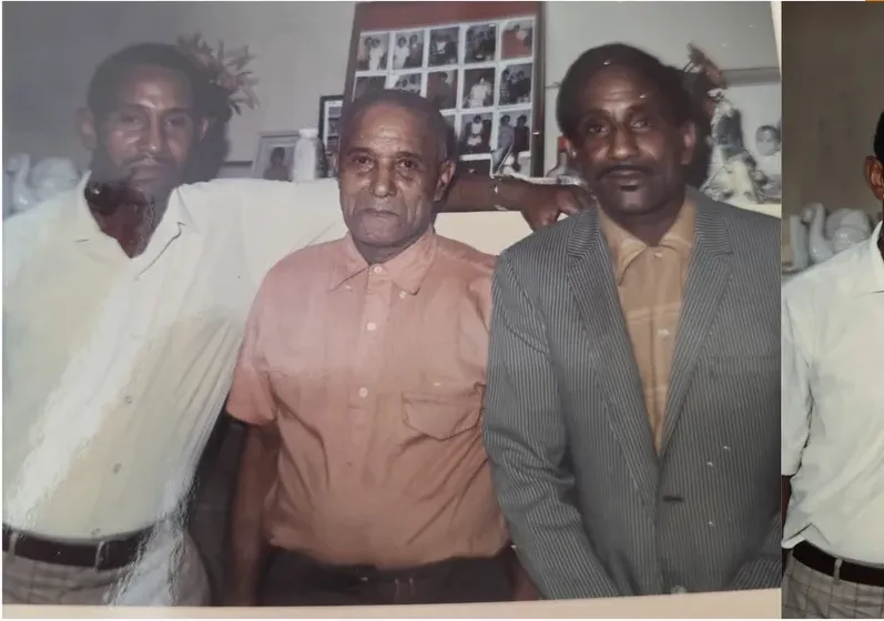 Discoloration on a 1980s-plus photograph, before hand restoration by MemoryCherish artists
