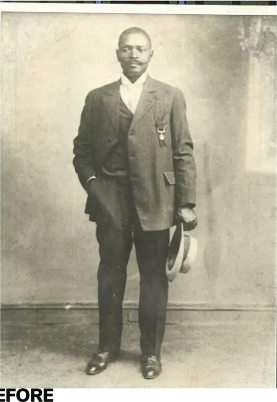 Original pre-1950 photograph showing fading, before photo restoration by MemoryCherish