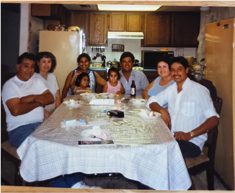 Discoloration on a 1980s-plus photograph, before hand restoration by MemoryCherish artists