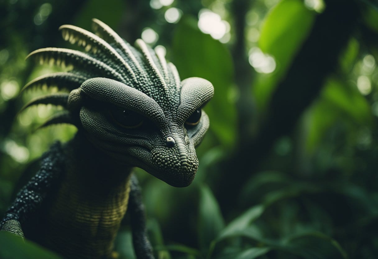 A mysterious Ciguapa creature emerges from the dense Dominican jungle, exuding an aura of enigmatic power and ancient wisdom