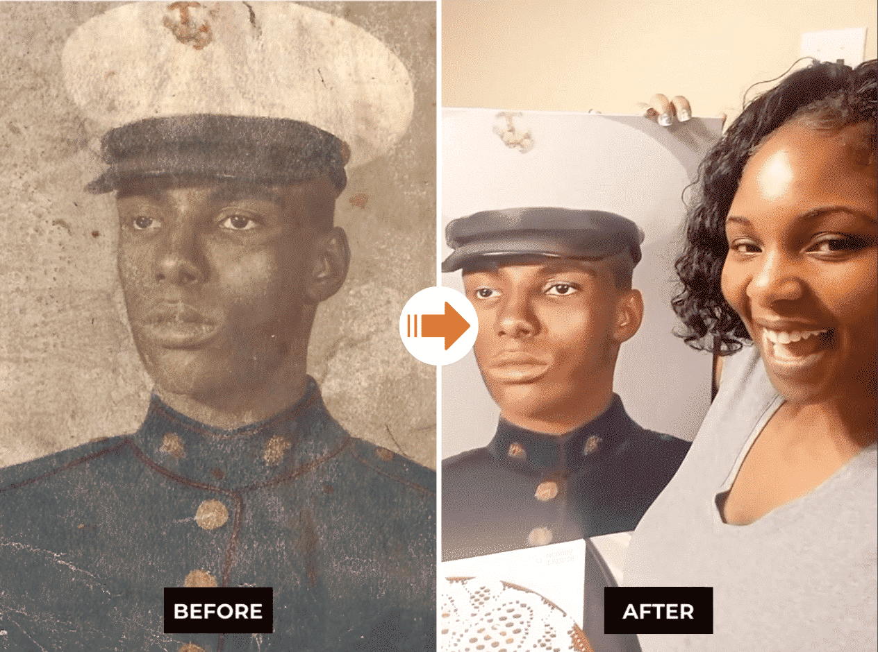 Old black and white photo beautifully restored