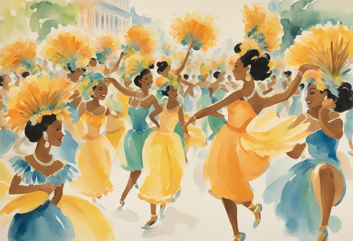 Vibrant floats and dancers move to the infectious rhythm of samba, showcasing the rich Brazilian culture at the Rio Carnival