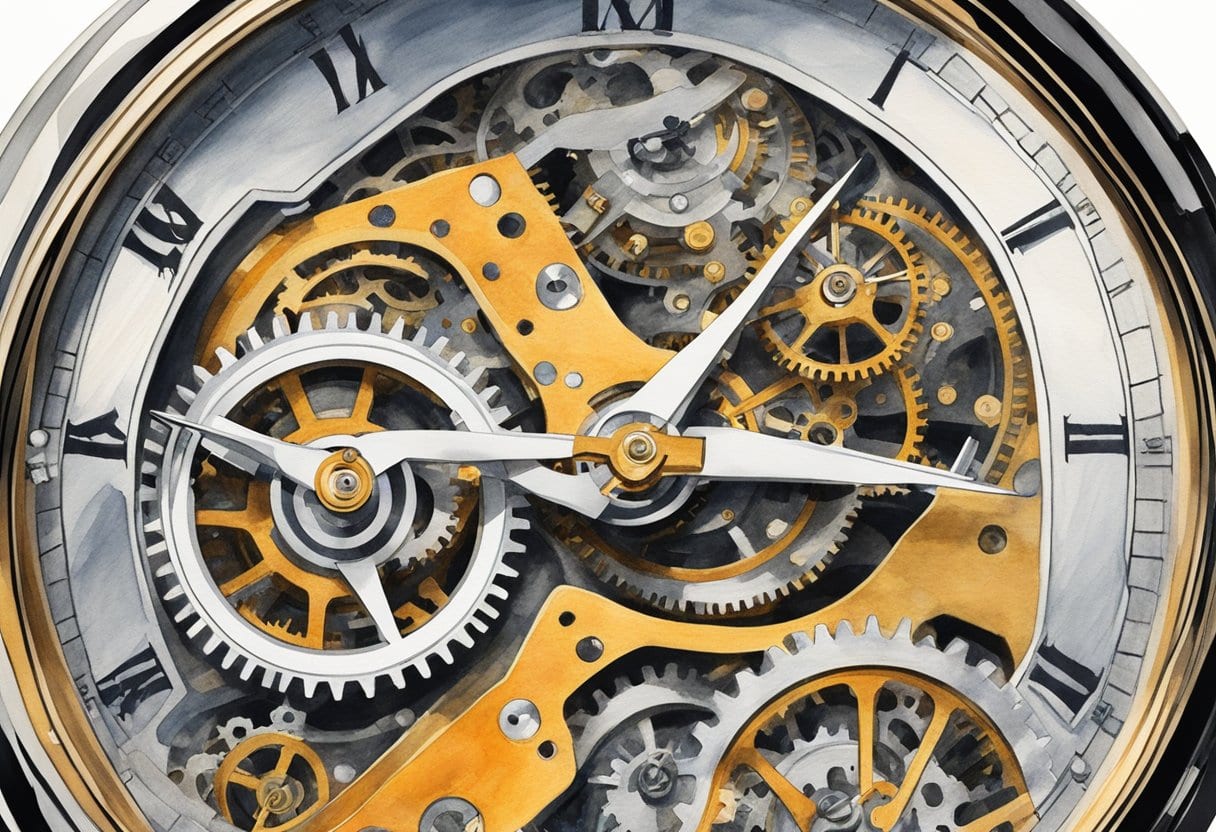 A close-up of the intricate gears and mechanisms inside the Atmos Clock by Jaeger-LeCoultre, capturing the precision and craftsmanship of the mechanical timepiece