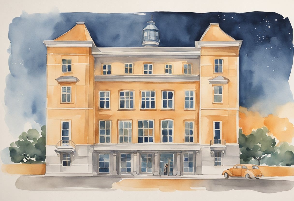 The scene depicts the iconic Curie Institute building with a backdrop of medical research equipment, symbolizing Marie Curie's perseverance and the legacy of women in science