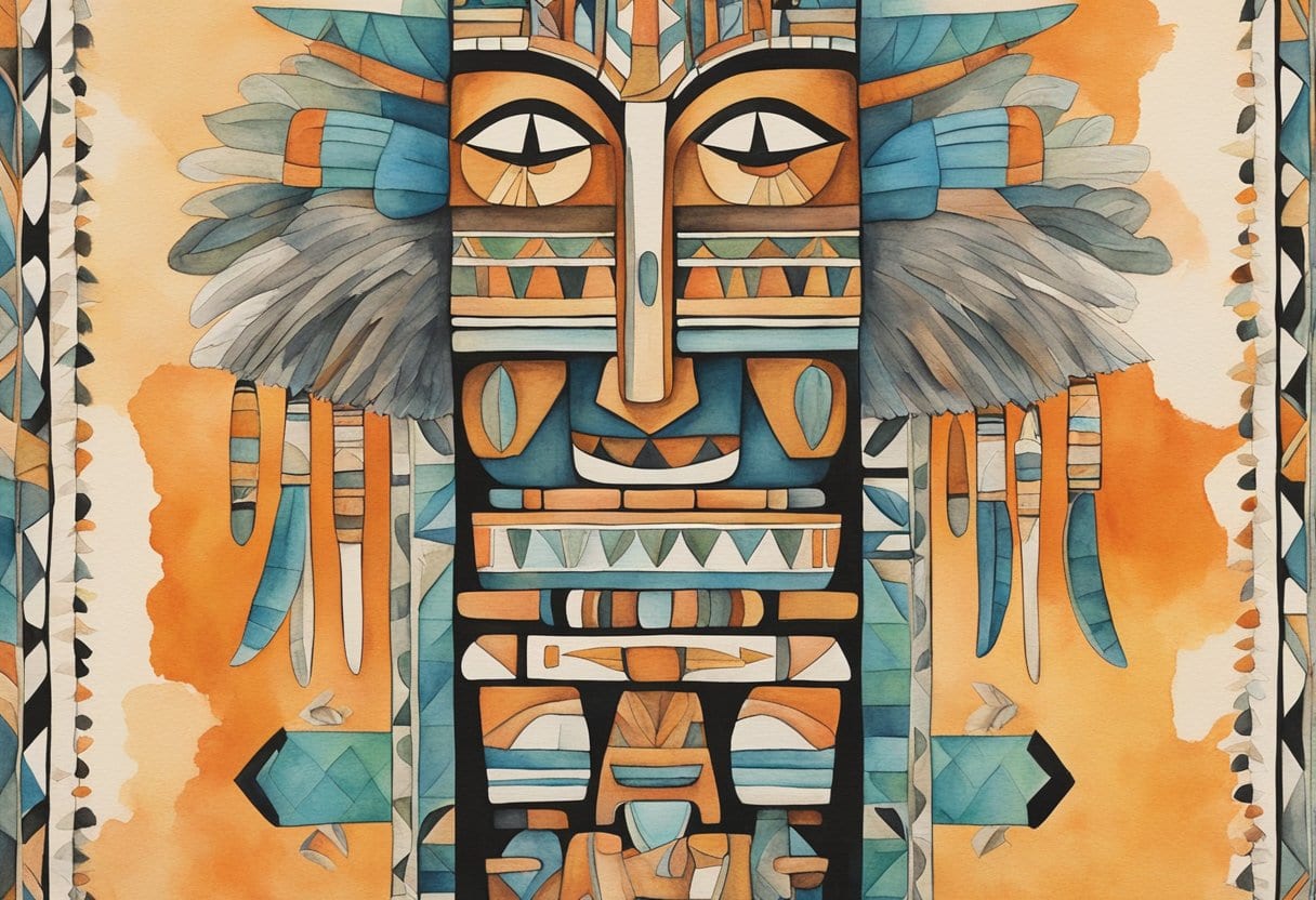 A totem pole stands tall, adorned with intricate carvings and vibrant colors. It tells the stories of the Native American culture and their connection to the natural world
