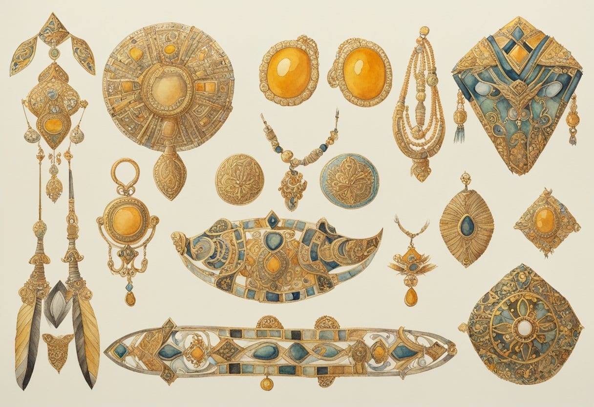 A collection of ornate gold jewelry, intricate textiles, and ancient weapons are found alongside the Ice Maiden, revealing the wealth and status of the Scythian culture