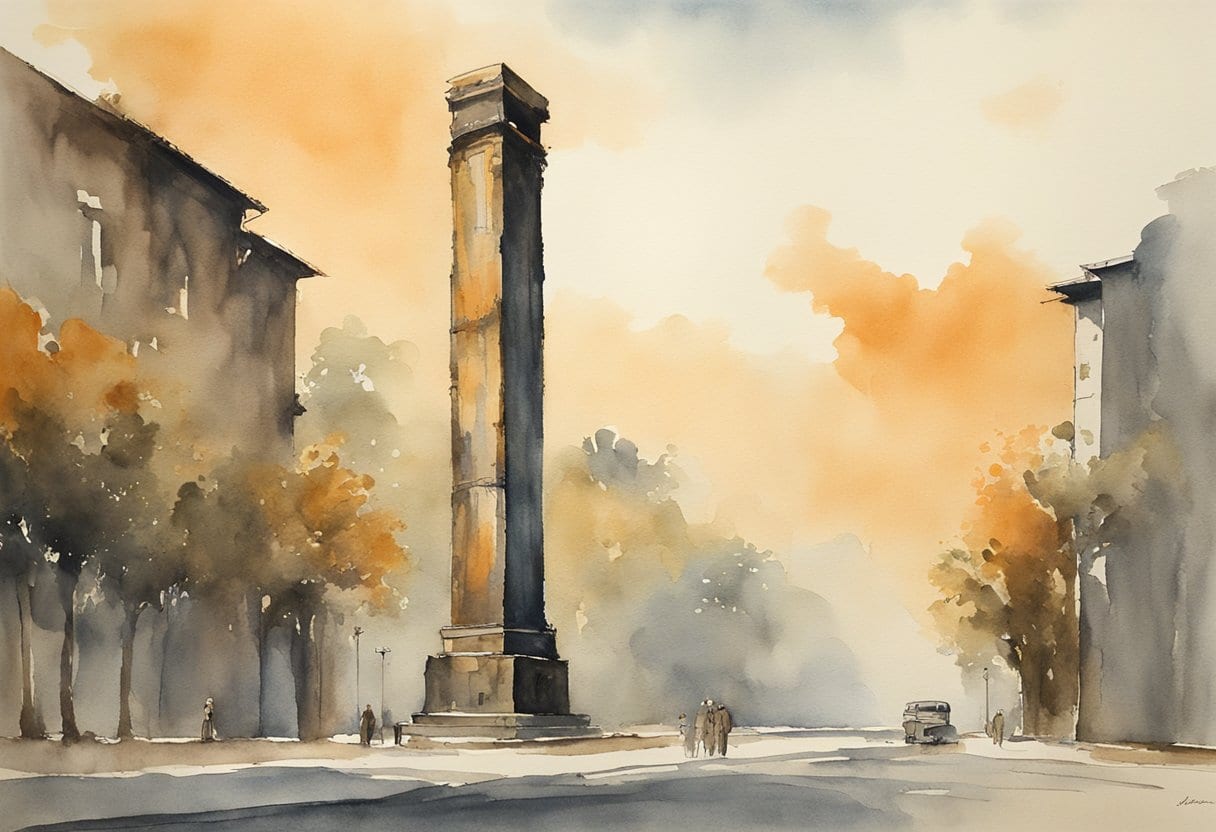An ancient iron pillar stands tall, showcasing advanced metallurgy techniques with its remarkable resistance to corrosion