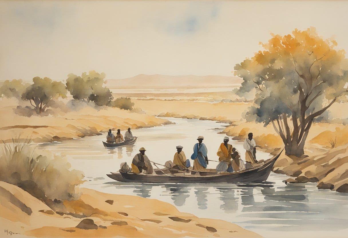 Mungo Park's expedition on the Niger River near Timbuktu