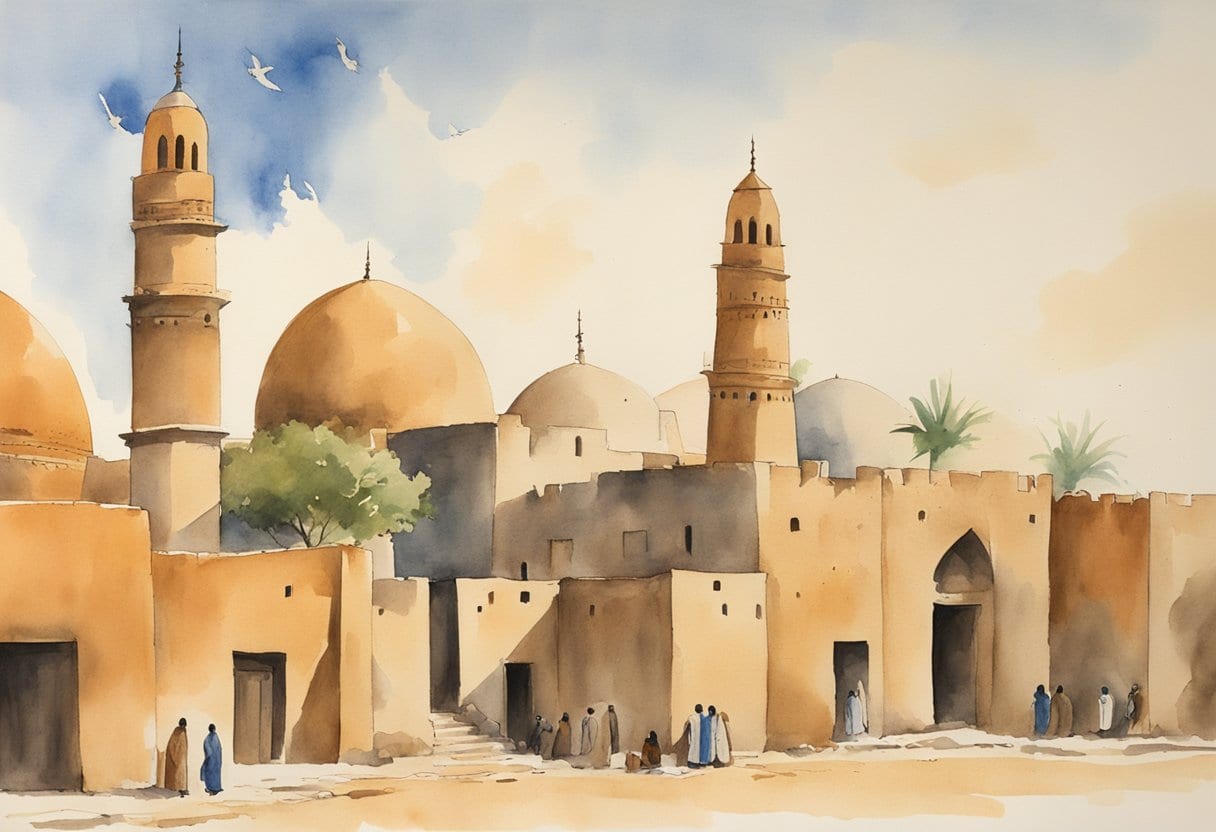 The mudbrick buildings of Jama‘a Mosque and Timbuktu universities stand tall, representing African scholarly centers