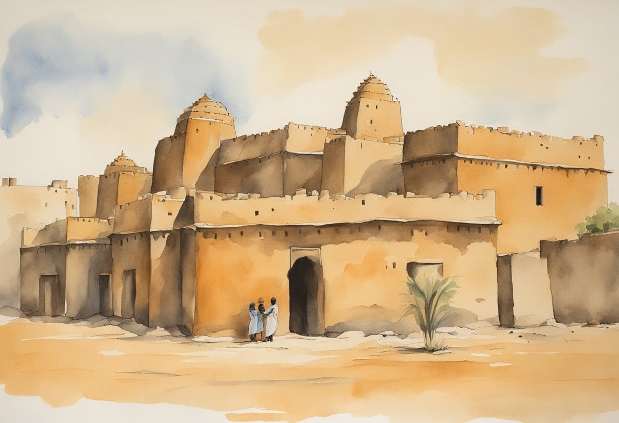 Mudbrick buildings of Timbuktu universities stand as African scholarly centers, symbolizing historical significance