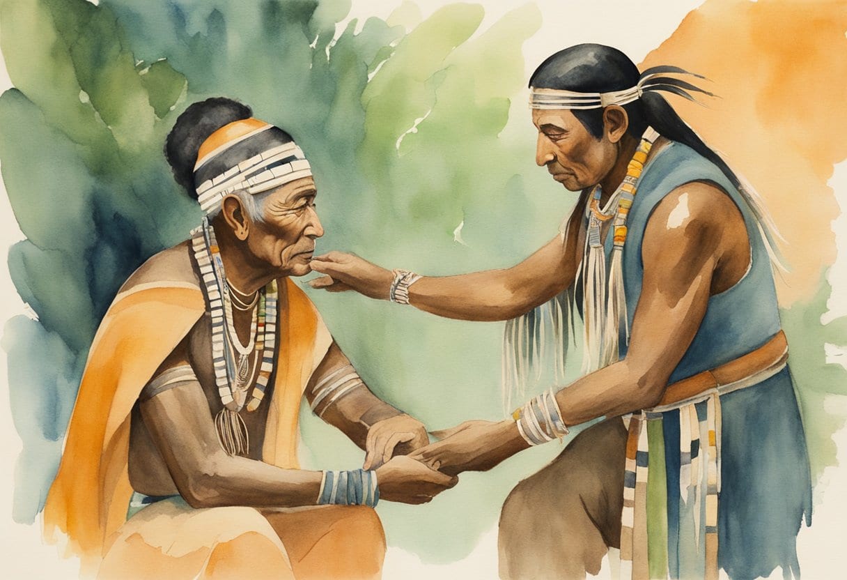 An Amazonian shaman administers Sananga to a patient during a tribal healing ceremony